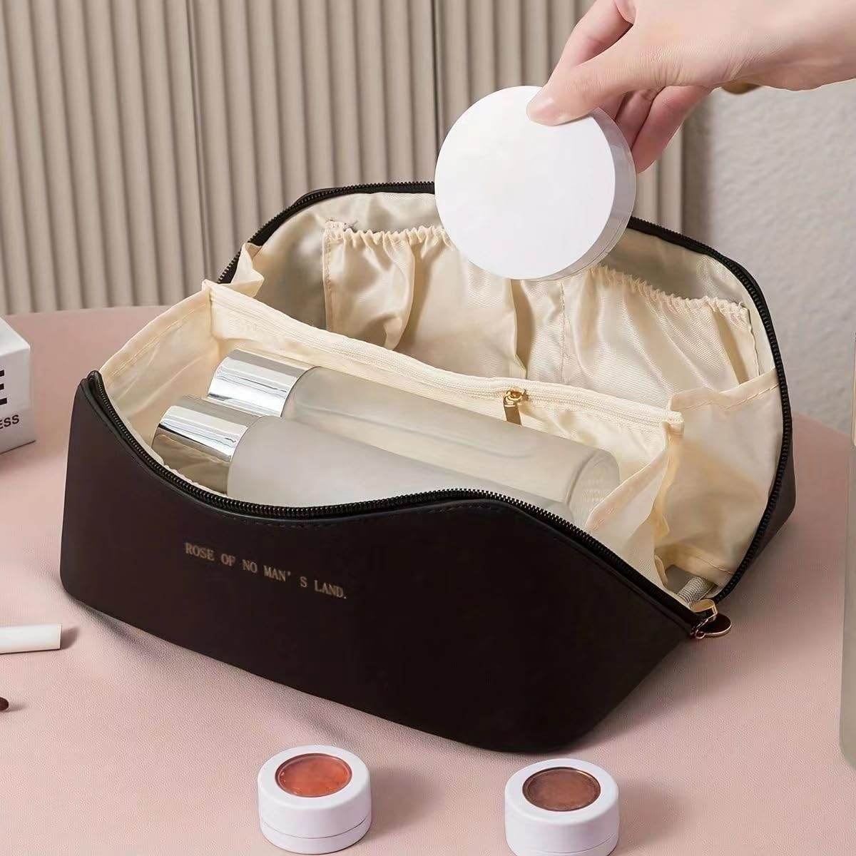 Travel Makeup Bag – Large Capacity Waterproof Cosmetic Organizer with Compartments | Portable Toiletry Bag for Women - Trendhub Pakistan