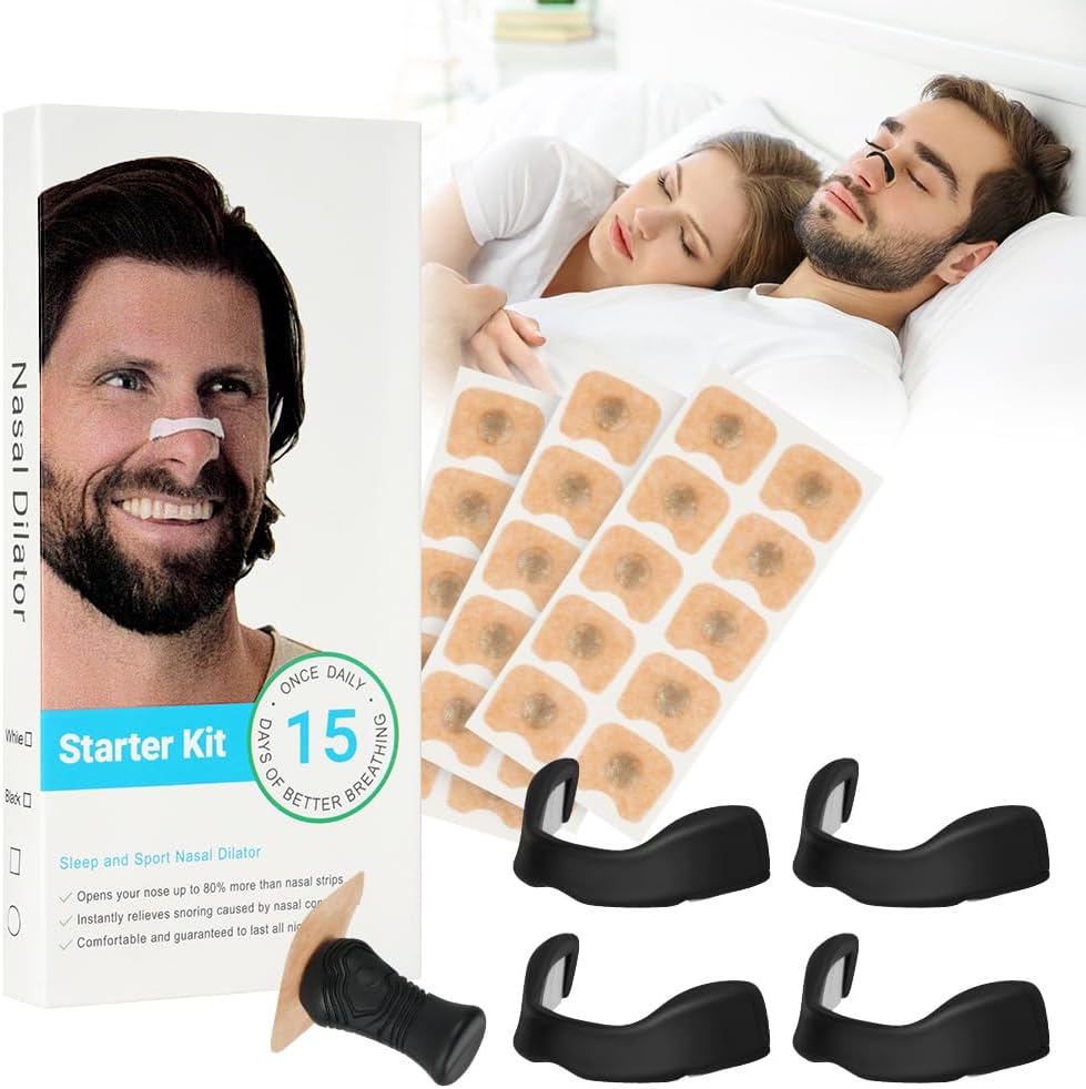 Nasal Breathing Dilator Set – Anti Snoring Device with Magnetic Nose Patches – Improves Sleep & Reduces Nasal Congestion