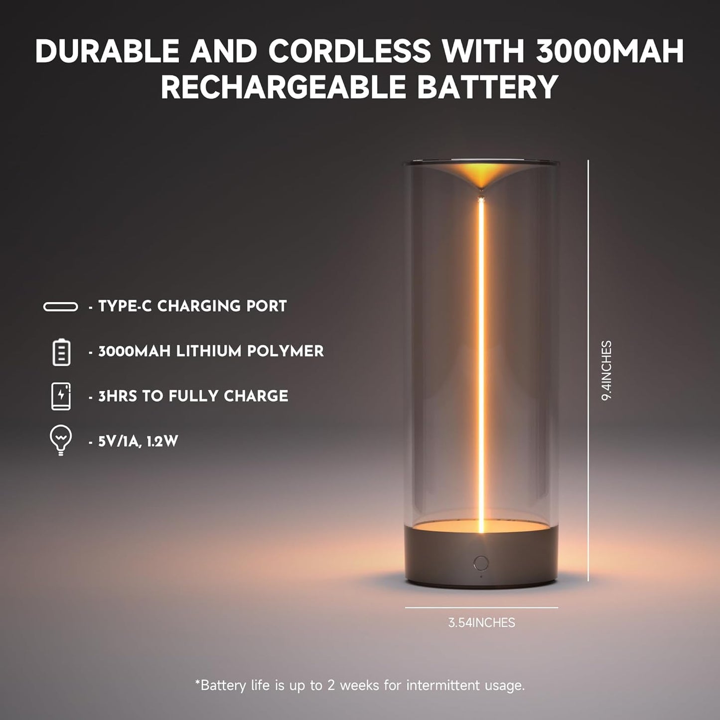 Minimalist Cordless LED Desk Lamp – Rechargeable & Dimmable Night Light