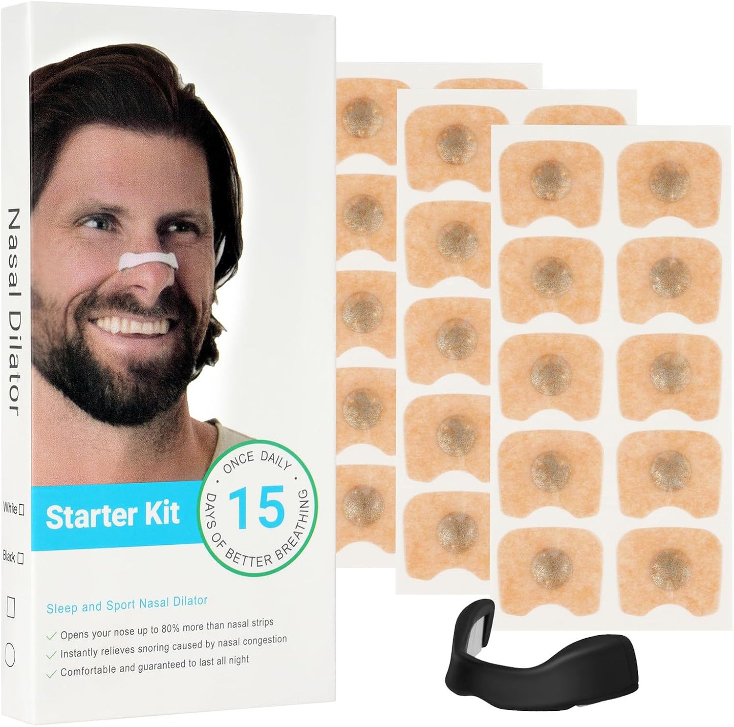 Nasal Breathing Dilator Set – Anti Snoring Device with Magnetic Nose Patches – Improves Sleep & Reduces Nasal Congestion