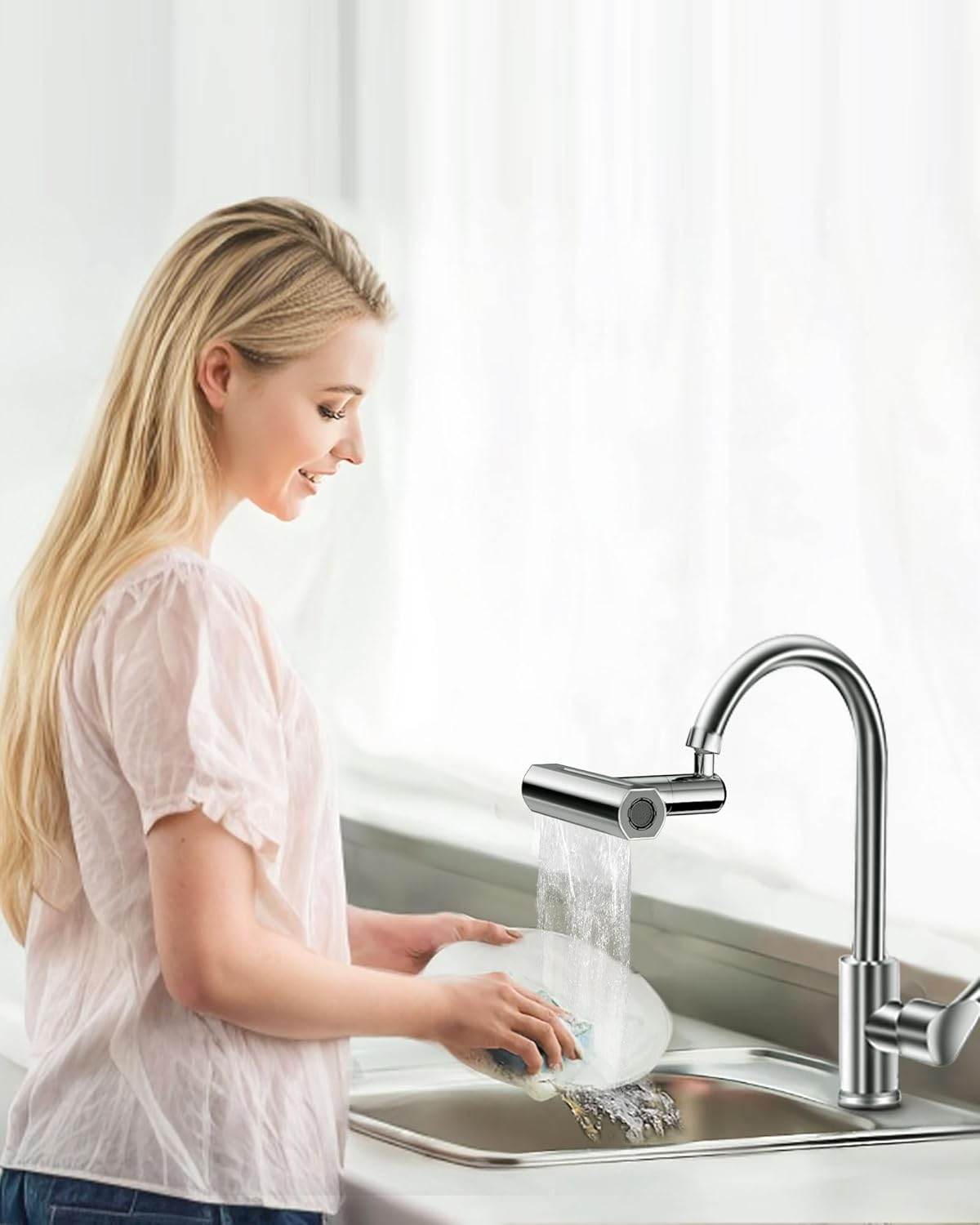 4 in 1 Waterfall Kitchen Faucet, 360°Swivel Faucet - Trendhub Pakistan