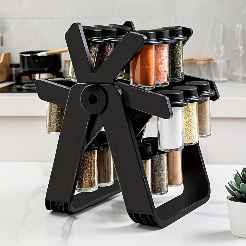 Revolving Countertop Spice Rack With 18 Spice Jar