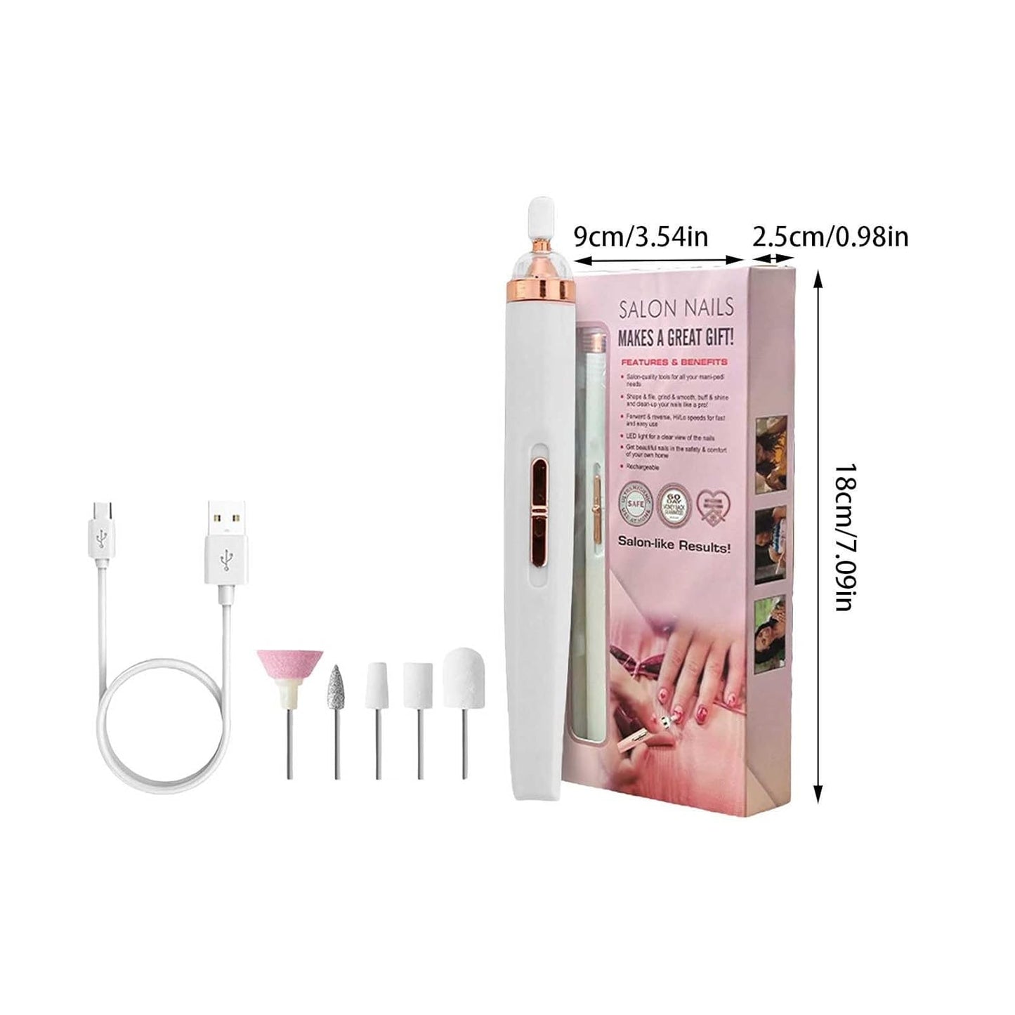 Rechargeable Salon Nails Kit: Complete Mani-Pedi Machine 5-in-1