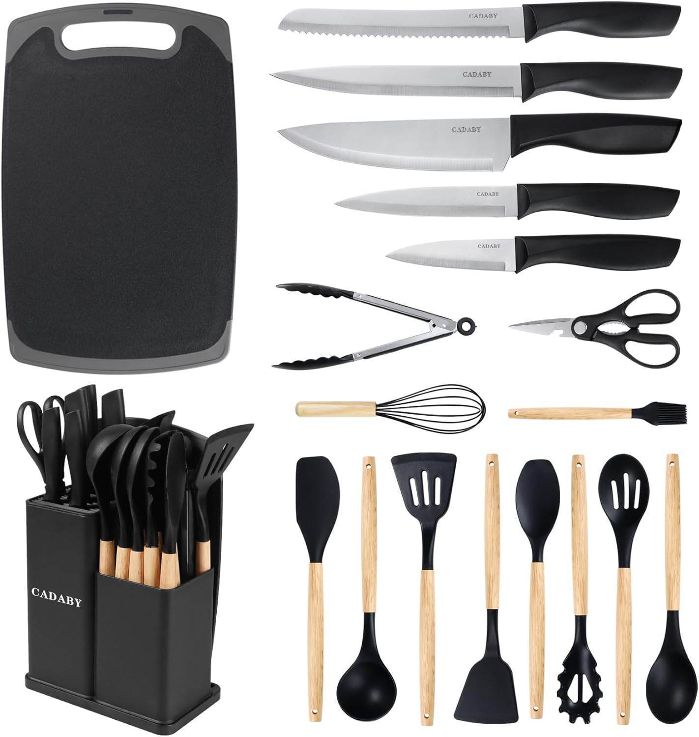 19-Piece Kitchen Utensil & Knife Set with Cutting Board - Trendhub Pakistan