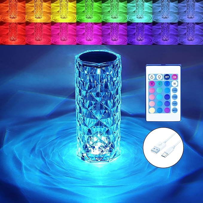 16 Color RGB Crystal Desk Lamp with Remote Control