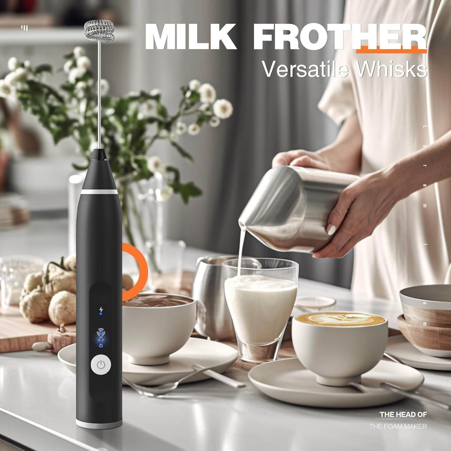 2-in-1 Rechargeable Electric Milk Frother & Coffee Whisk - Trendhub Pakistan