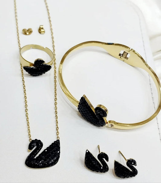 Black Swan Jewelry Set - 4 Pcs