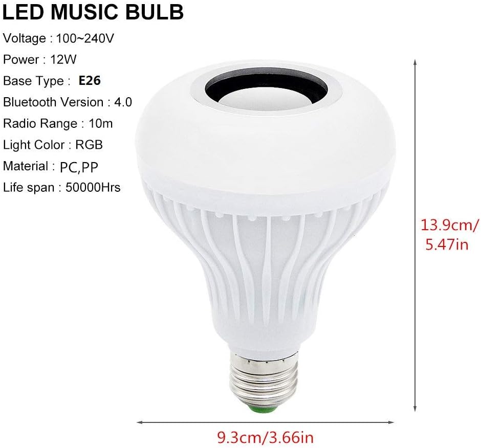 Light RGB Bulb Bluetooth Speaker with Remote Control