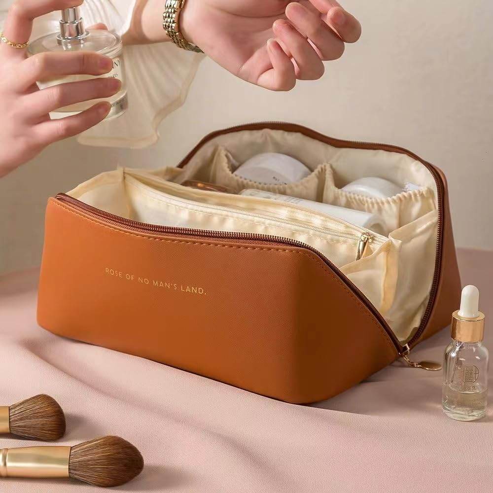 Travel Makeup Bag – Large Capacity Waterproof Cosmetic Organizer with Compartments | Portable Toiletry Bag for Women - Trendhub Pakistan