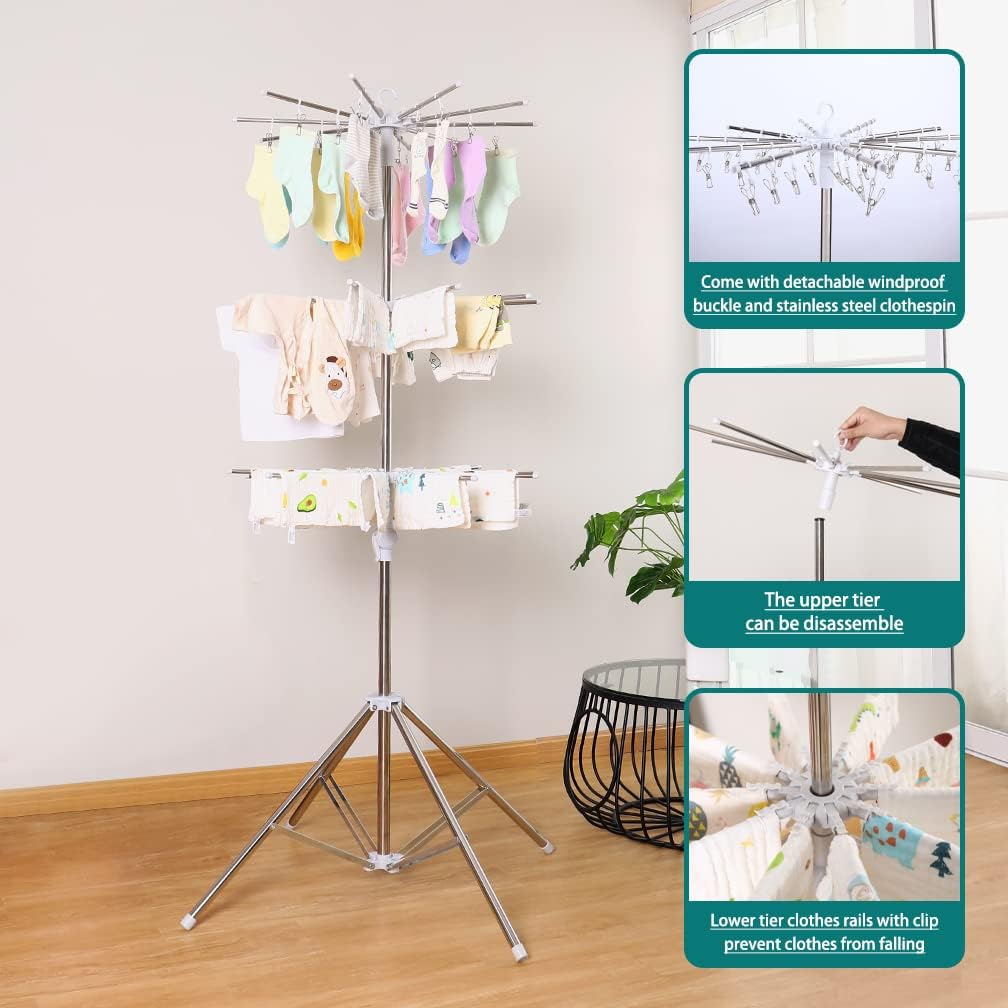 360° Clothes Drying Rack Foldable