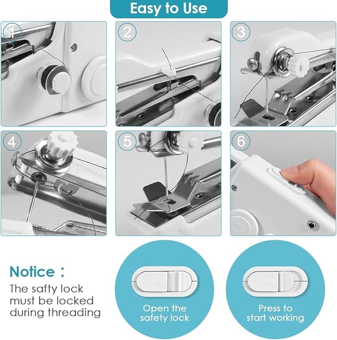 Portable Handheld Sewing Machine - Cordless, Mini, with Accessories Kit