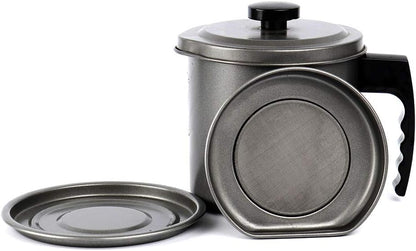 Oil Container with Strainer - Stainless Steel