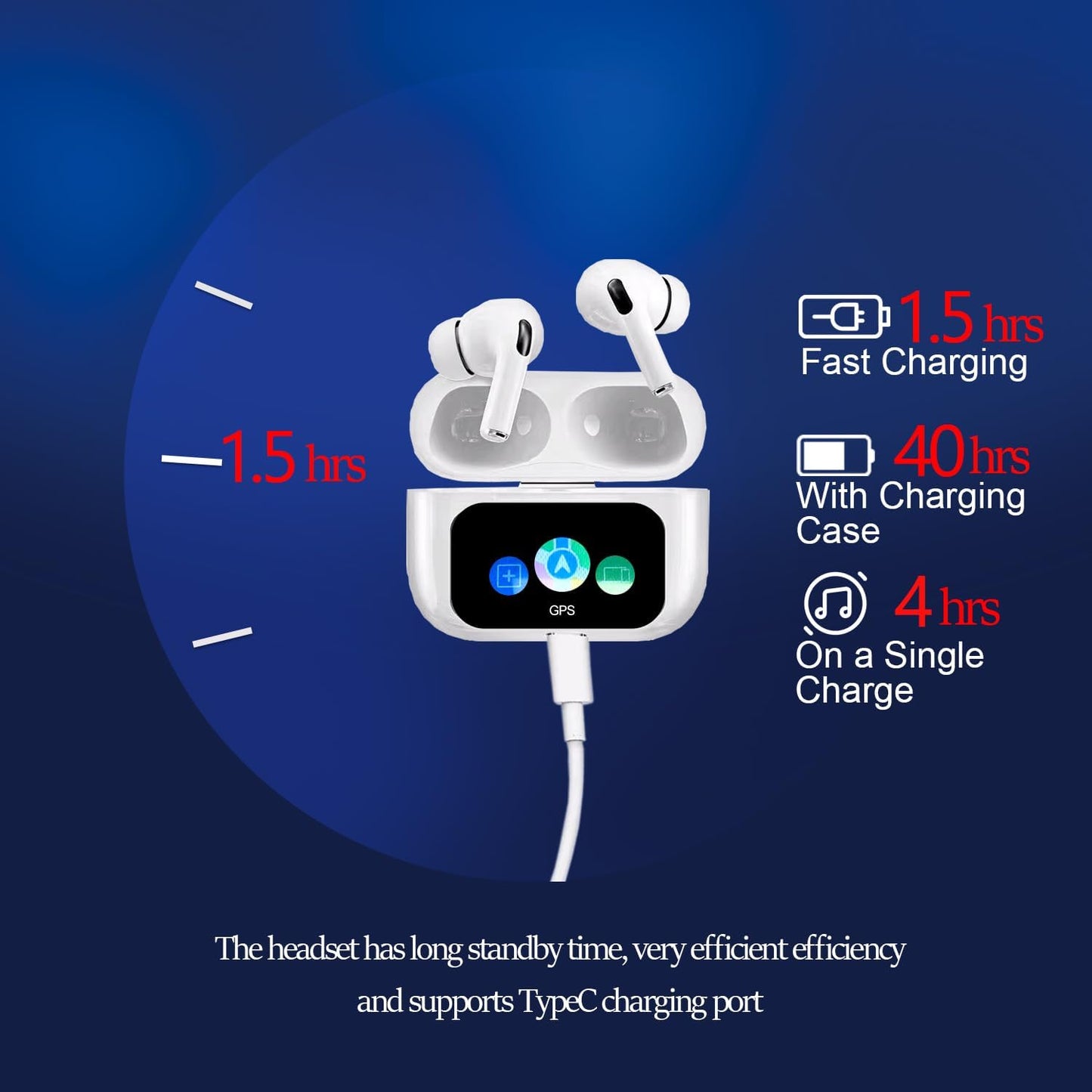 Airpods Pro - Color Screen With Smart Watch Function, Touch Screen Earbuds Wireless Earbuds, Suitable For iPhone/Android