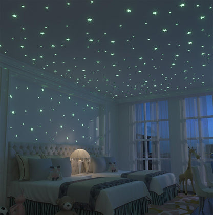 Glow-in-the-Dark Star Wall Stickers - 100pcs