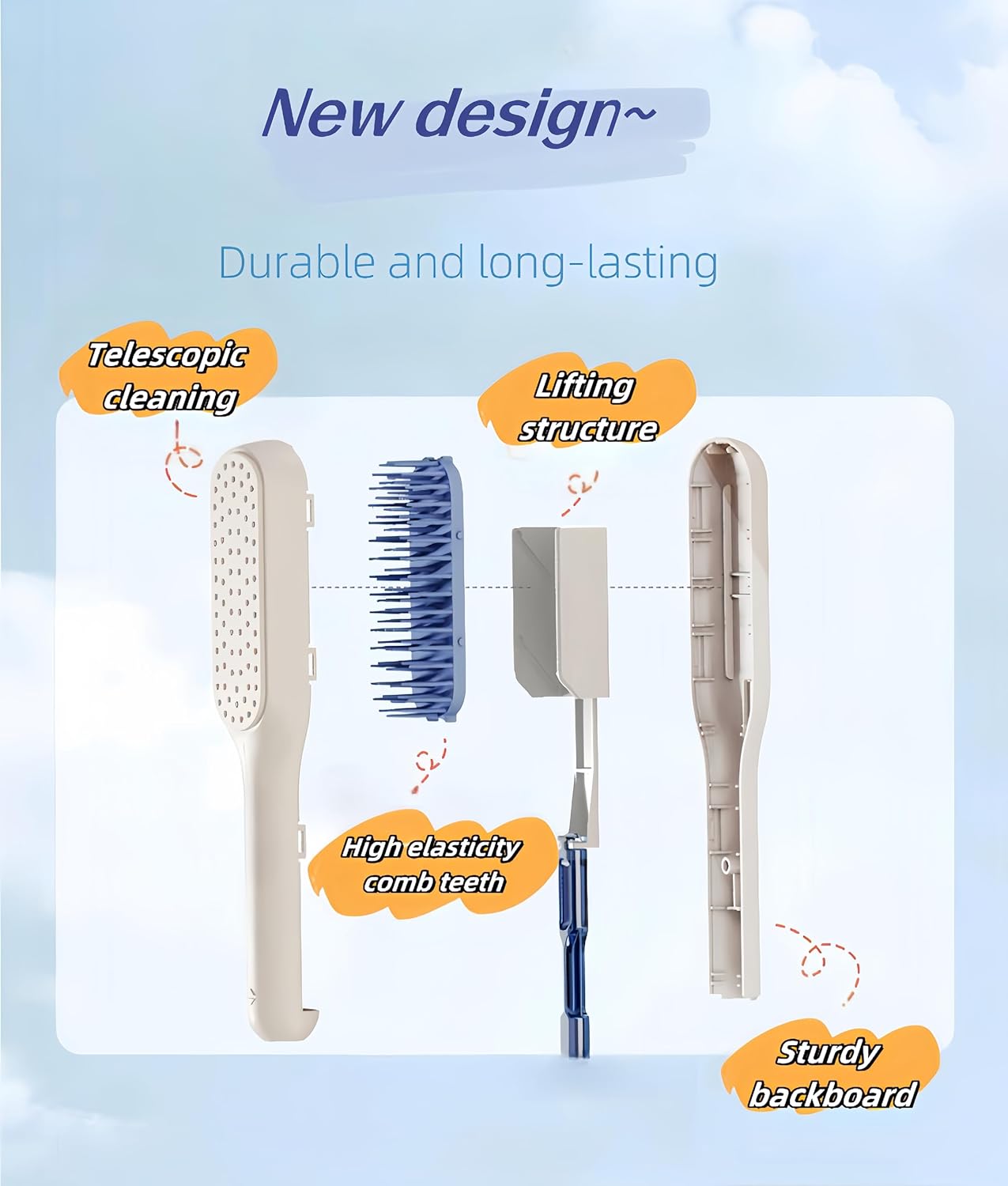 Self-Cleaning Hair brush - Anti-Static Massage Comb with Retractable Bristles