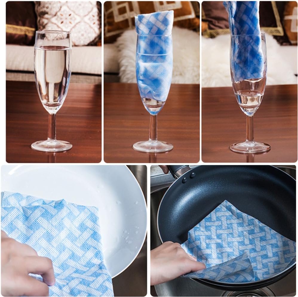 Reusable Cleaning Cloths Wipe Roll, Dish Wash Cloths, Cleaning Washcloth Towel for Kitchen Bathroom Furniture and Car