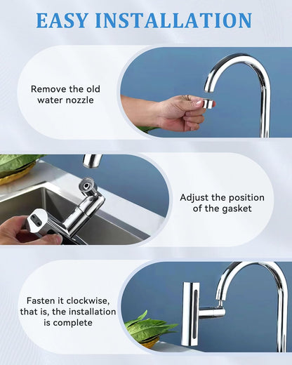 4 in 1 Waterfall Kitchen Faucet, 360°Swivel Faucet