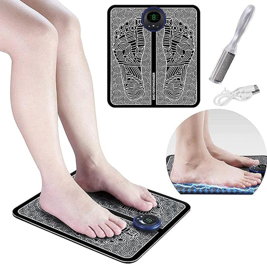 EMS Foot Massager - Portable Feet Massage Machine, Electronic Muscle Stimulatior Massage Mat USB Rechargeable