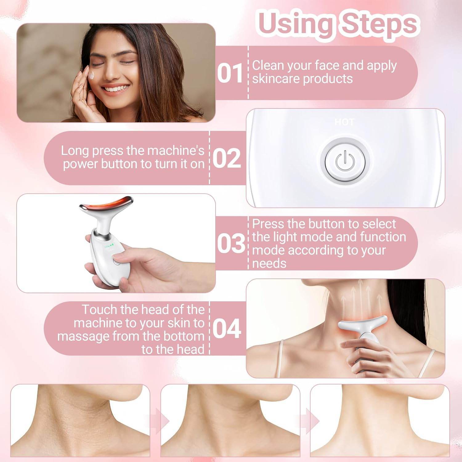 Women’s Neck & Face Rejuvenation Anti-Aging Massager – Skin Tightening & Lifting Tool - Trendhub Pakistan