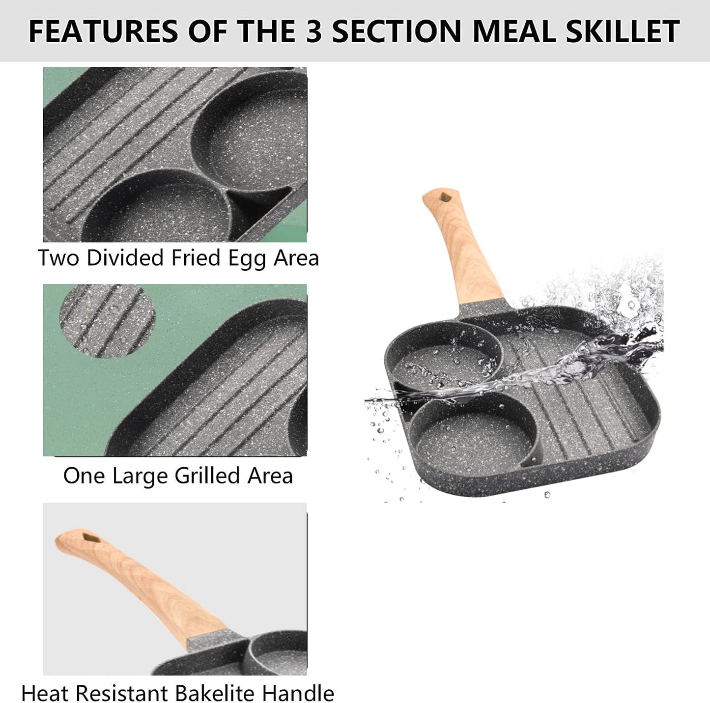 3-in-1 Nonstick Pan Divided Grill Frying Pan