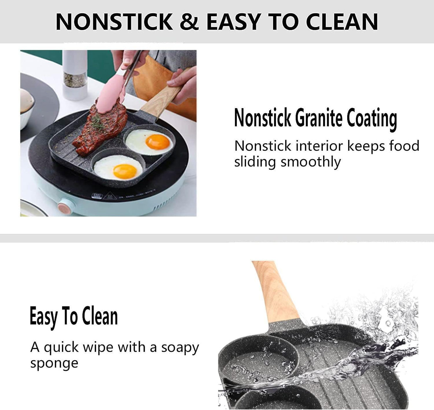 3-in-1 Nonstick Pan Divided Grill Frying Pan