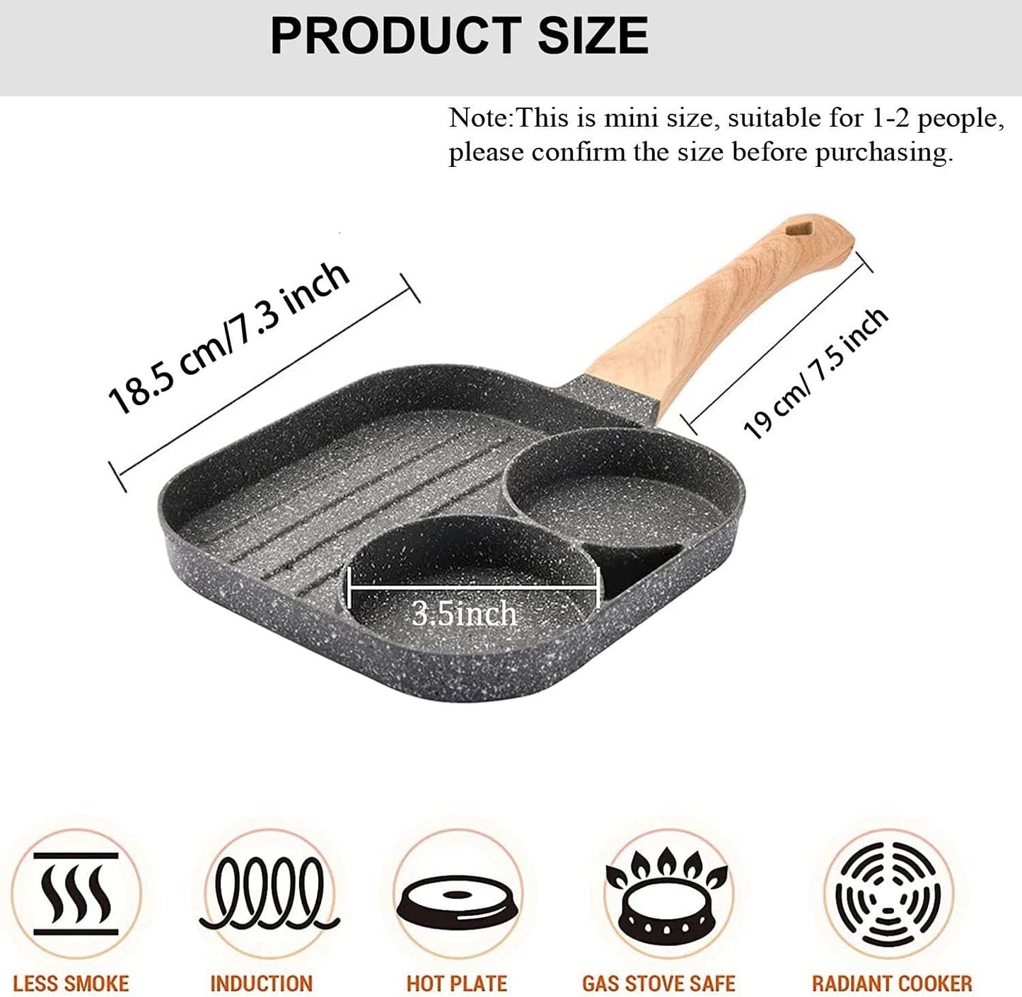 3-in-1 Nonstick Pan Divided Grill Frying Pan