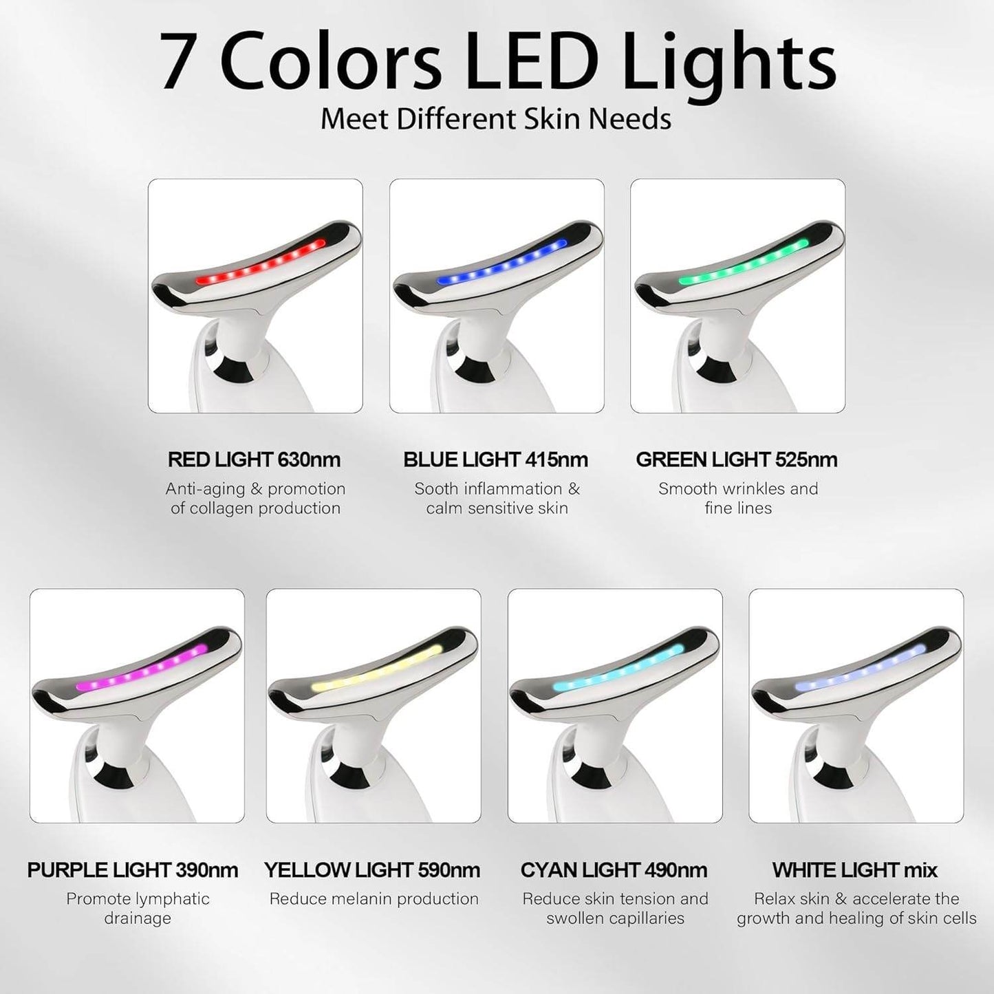 7-Color LED Red Light Therapy Facial Wand – Blue Light Acne Treatment & Anti-Aging Face Neck Massager - Trendhub Pakistan