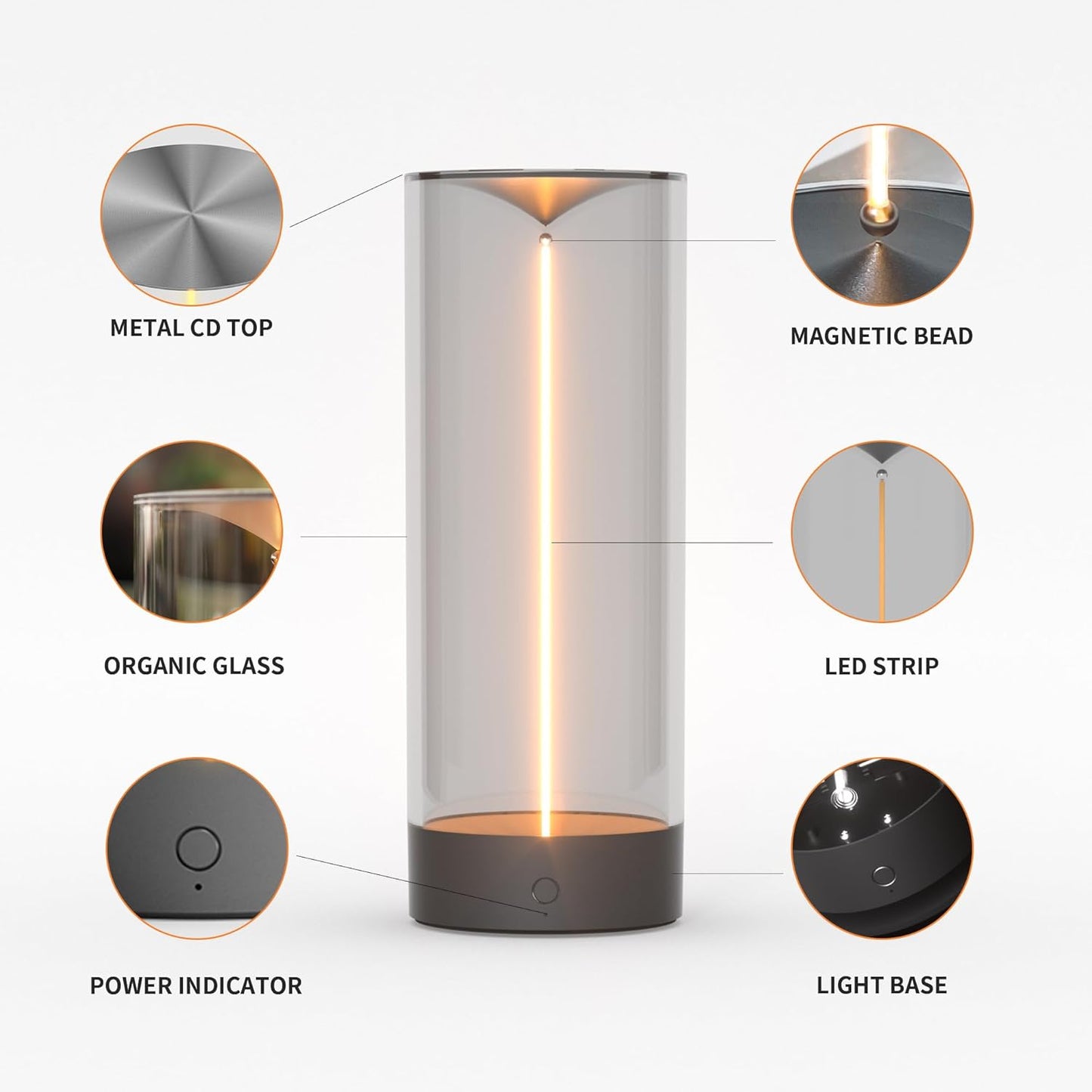Minimalist Cordless LED Desk Lamp – Rechargeable & Dimmable Night Light
