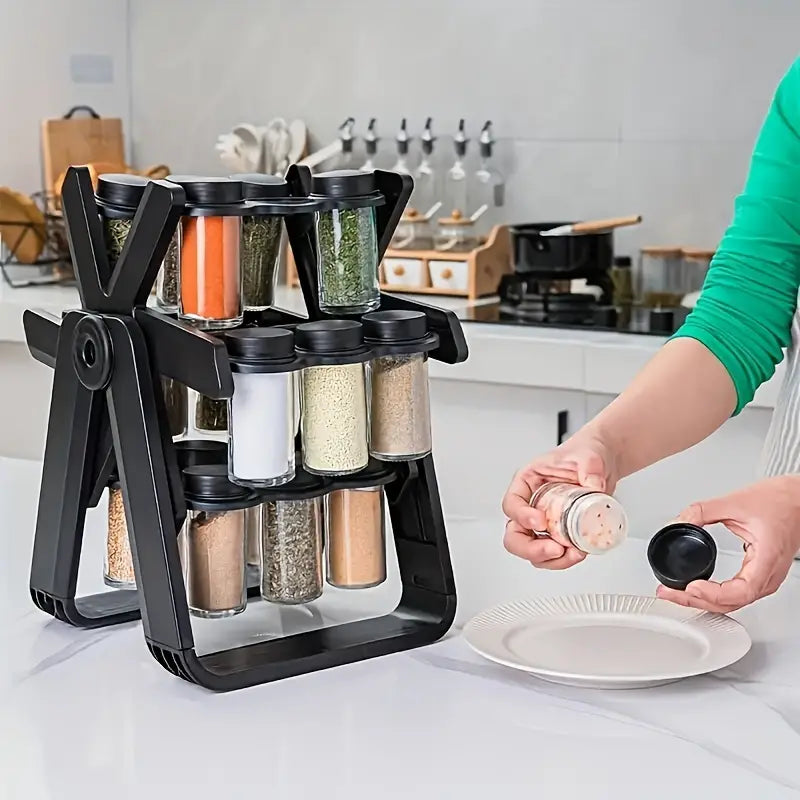 Revolving Countertop Spice Rack With 18 Spice Jar