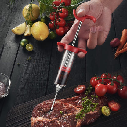 Meat Injection Stainless Steel - BBQ Meat Marinade Flavor Seasoning Injector Needle