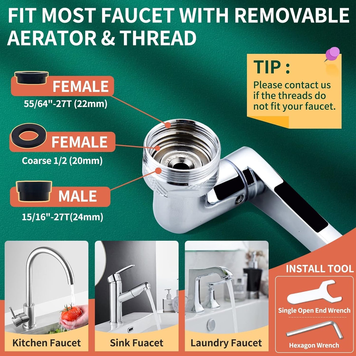 1080⁰ Rotating Faucet - Easy Installation