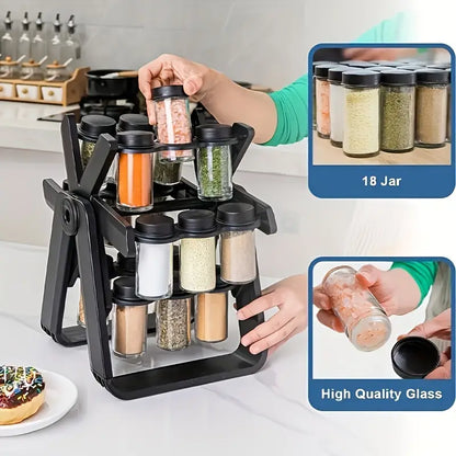 Revolving Countertop Spice Rack With 18 Spice Jar