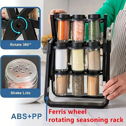 Revolving Countertop Spice Rack With 18 Spice Jar