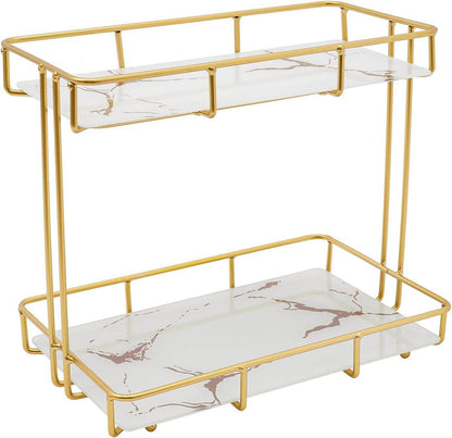 Birdcage-Style Double Layer Metal Vanity Storage Rack – Space-Saving Organizer for Vanity, Bathroom, Countertop & Dressing Table - Trendhub Pakistan