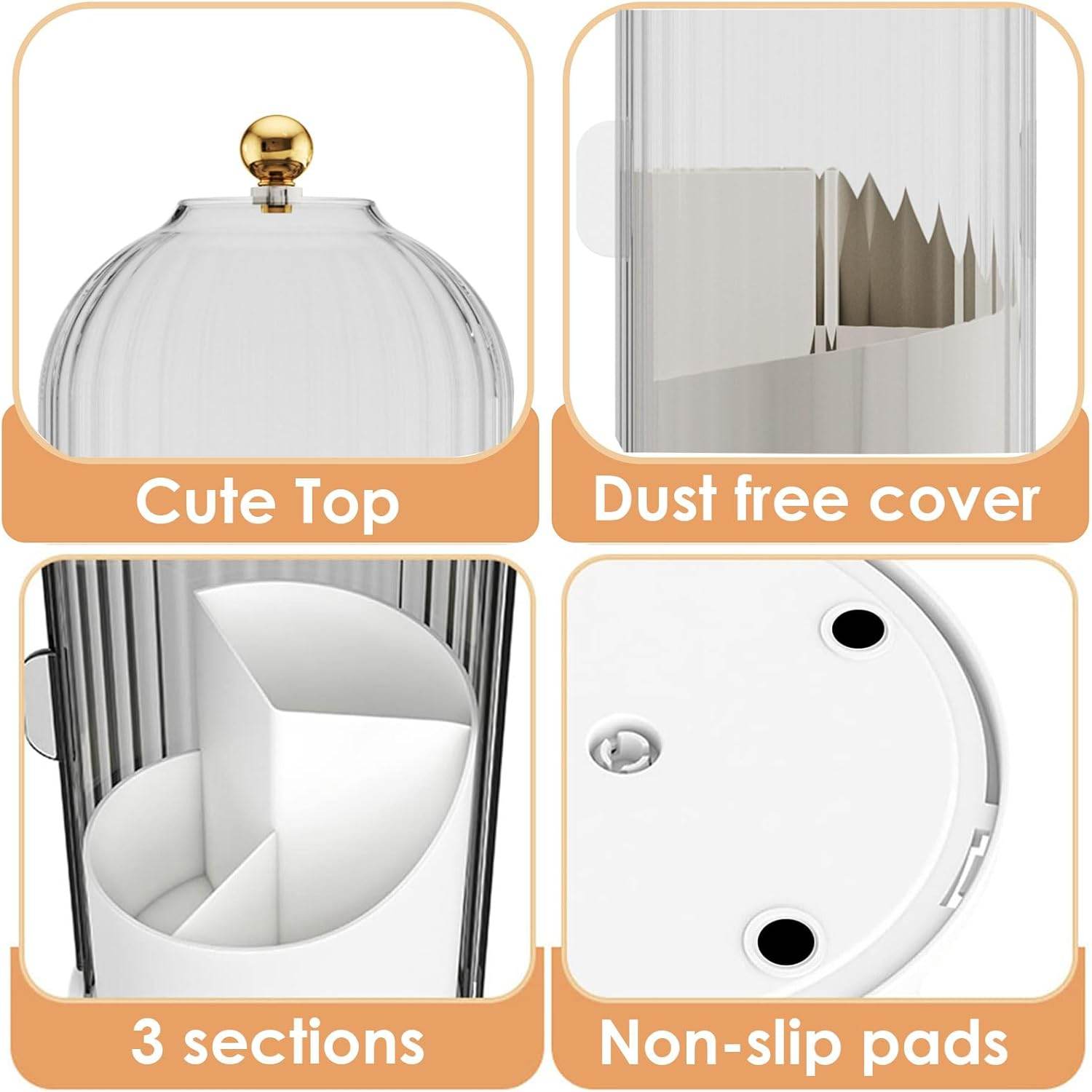 Compact makeup brush organizer transparent dustproof design
