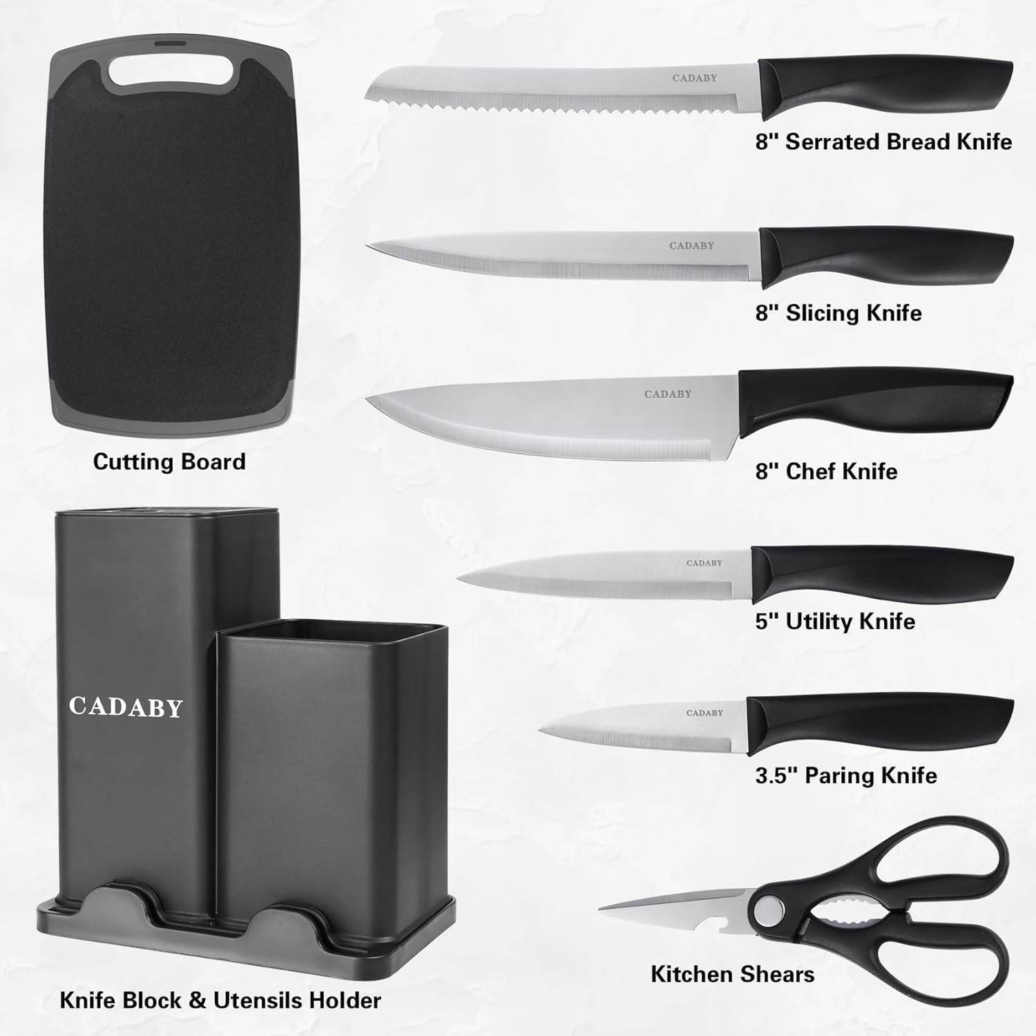 19-Piece Kitchen Utensil & Knife Set with Cutting Board - Trendhub Pakistan