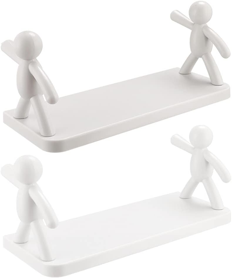 Floating stick-on wall shelf for bathroom storage – adhesive mounted plastic shelf