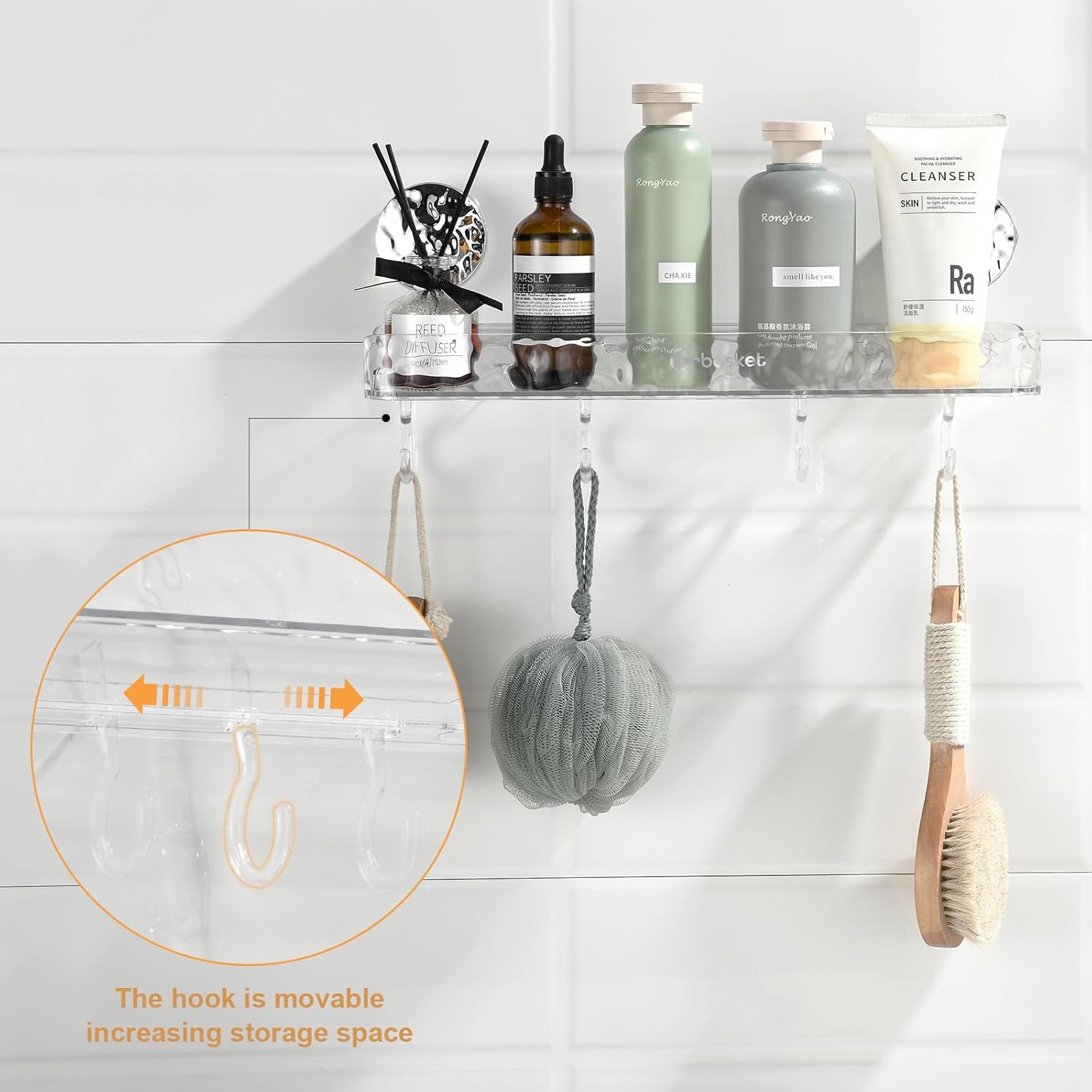 Clear Suction Cup Shower Caddy – No Drill Wall Mounted Organizer ...