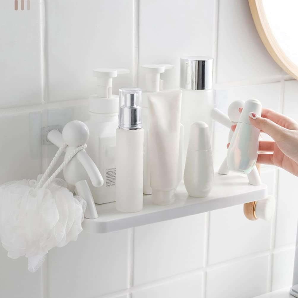No-drill floating shelf holding toiletries and skincare items
