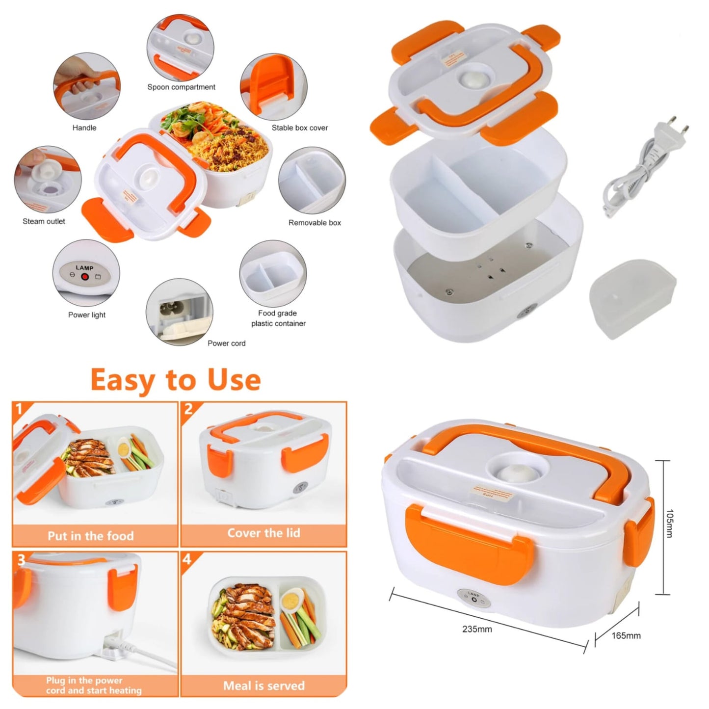 Electric Lunch Box for Car and Home