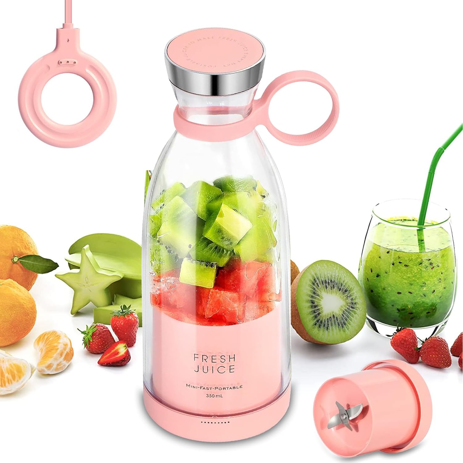 Portable Fresh Juice Blender with 3D stainless steel blades and powerful motor
