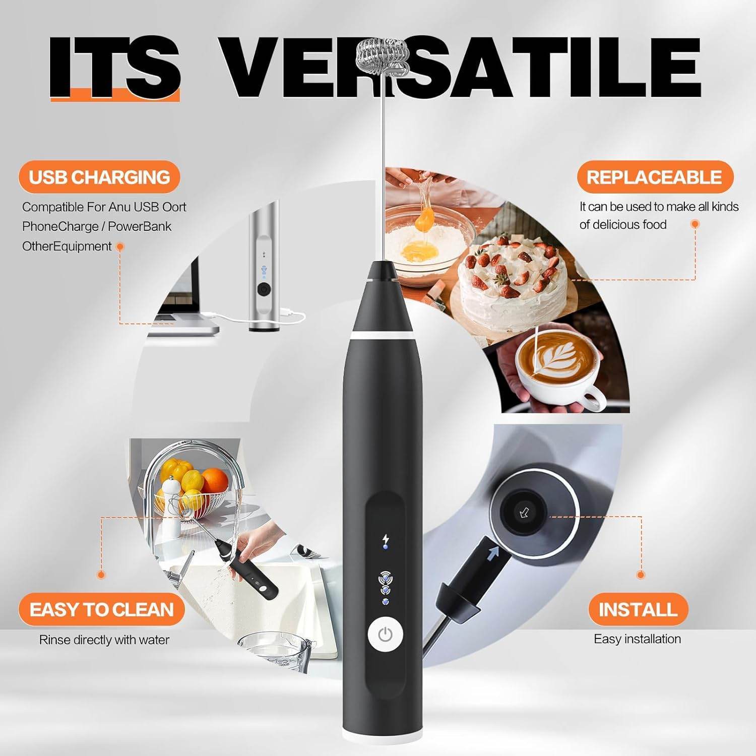 2-in-1 Rechargeable Electric Milk Frother & Coffee Whisk - Trendhub Pakistan