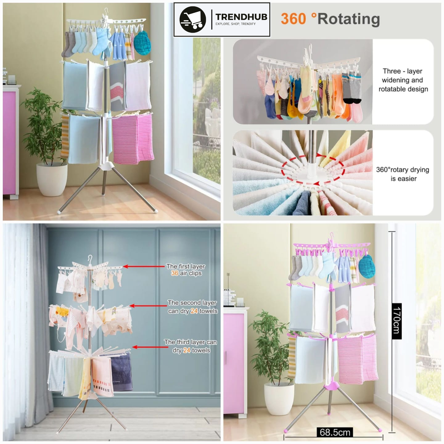 360° Clothes Drying Rack Foldable