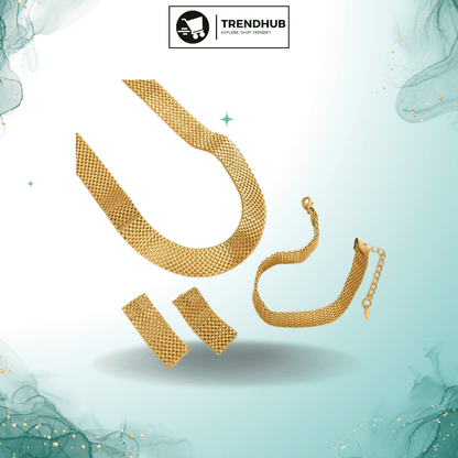 4-Piece Gold-Plated Jewelry Set – Elegant Wedding & Party Accessory - Trendhub Pakistan