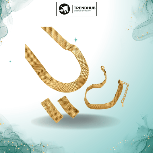 4-Piece Gold-Plated Jewelry Set – Elegant Wedding & Party Accessory - Trendhub Pakistan
