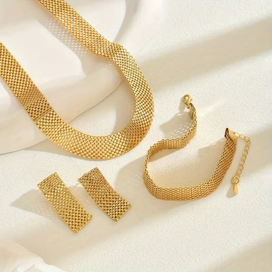 4-Piece Gold-Plated Jewelry Set – Elegant Wedding & Party Accessory