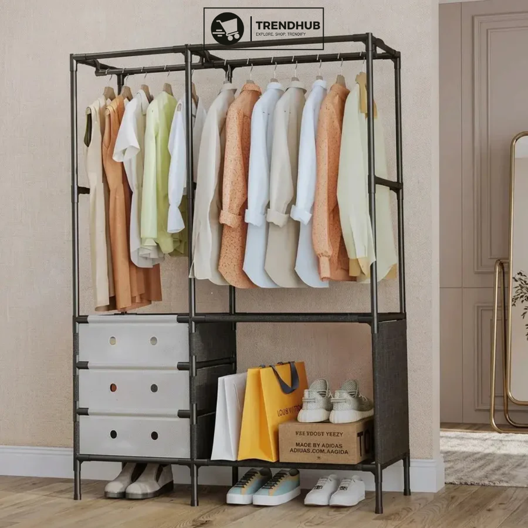 Portable Wardrobe Closet with Shelves – Freestanding Stainless Steel C ...